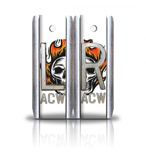 1 7/8" Height Aluminum Style Custom X Ray Markers, Skull Flames Design